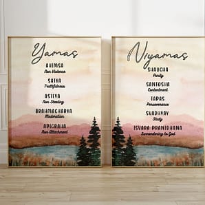 Yama Niyama Set of 2, Spiritual Decor Printable Art, 8 Limbs Of Yoga, Ashtanga Poster, Yoga Lover Art, Yoga Philosophy Raja Yoga